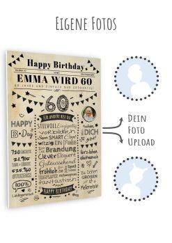 Meilensteintafel Chalkboard Geschenk 60. Geburtstag Zeitung Personalisiert Geburtstagstafel Mann Frau Klassik11