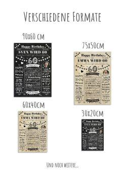 Meilensteintafel Chalkboard Geschenk 60. Geburtstag Zeitung Personalisiert Geburtstagstafel Mann Frau Klassik12