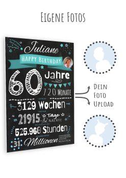 Meilensteintafel Chalkboard Geschenk 60. Geburtstag Personalisiert Frau Mann Geburtstagstafel Zahlenspaß (11)
