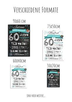 Meilensteintafel Chalkboard Geschenk 60. Geburtstag Personalisiert Frau Mann Geburtstagstafel Zahlenspaß (12)