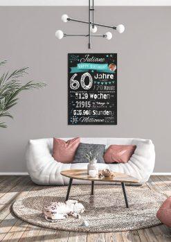 Meilensteintafel Chalkboard Geschenk 60. Geburtstag Personalisiert Frau Mann Geburtstagstafel Zahlenspaß (4)