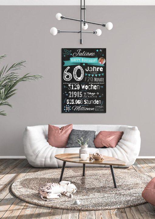 Meilensteintafel Chalkboard Geschenk 60. Geburtstag Personalisiert Frau Mann Geburtstagstafel Zahlenspaß (4)