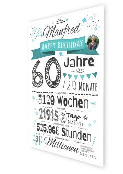 Meilensteintafel Chalkboard Geschenk 60. Geburtstag Personalisiert Frau Mann Geburtstagstafel Zahlenspaß (7)