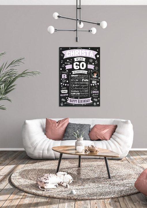 Meilensteintafel Chalkboard Geschenk 60. Geburtstag Personalisiert Geburtstagsposter Frau Mann Retro Classic04