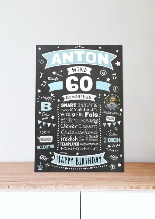 Meilensteintafel Chalkboard Geschenk 60. Geburtstag Personalisiert Geburtstagsposter Frau Mann Retro Classic06