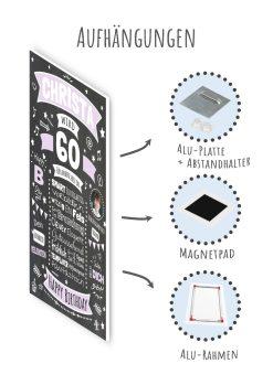 Meilensteintafel Chalkboard Geschenk 60. Geburtstag Personalisiert Geburtstagsposter Frau Mann Retro Classic10