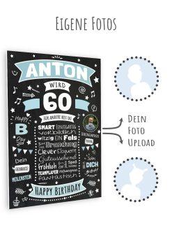 Meilensteintafel Chalkboard Geschenk 60. Geburtstag Personalisiert Geburtstagsposter Frau Mann Retro Classic11