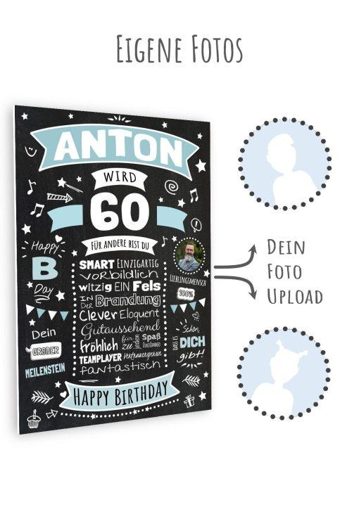 Meilensteintafel Chalkboard Geschenk 60. Geburtstag Personalisiert Geburtstagsposter Frau Mann Retro Classic11