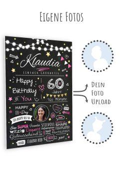 Meilensteintafel Chalkboard Geschenk 60. Geburtstag Personalisiert Geburtstagstafel Frau Mann Chalk O Classic (11)
