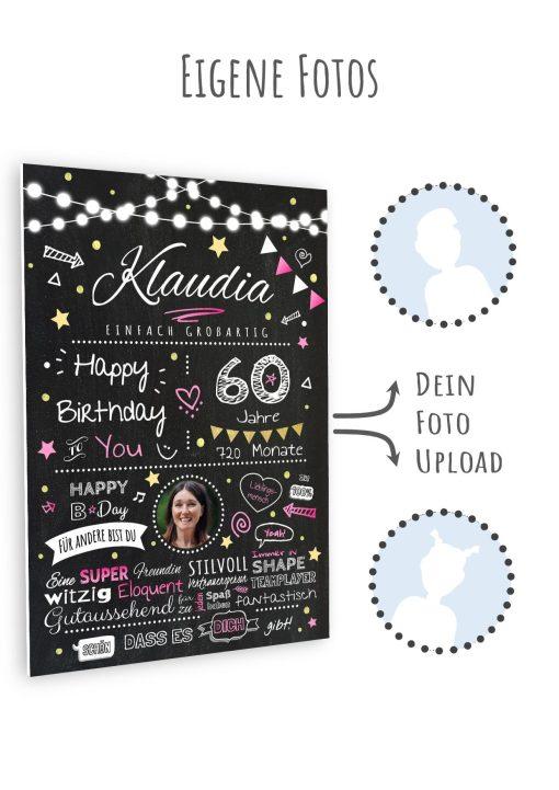 Meilensteintafel Chalkboard Geschenk 60. Geburtstag Personalisiert Geburtstagstafel Frau Mann Chalk O Classic (11)