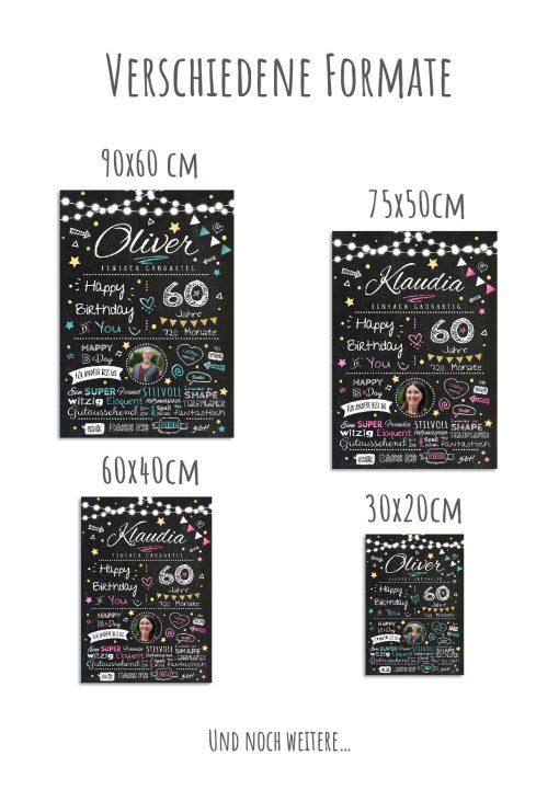 Meilensteintafel Chalkboard Geschenk 60. Geburtstag Personalisiert Geburtstagstafel Frau Mann Chalk O Classic (12)