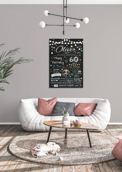 Meilensteintafel Chalkboard Geschenk 60. Geburtstag Personalisiert Geburtstagstafel Frau Mann Chalk O Classic (4)