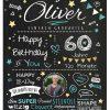 Meilensteintafel Chalkboard Geschenk 60. Geburtstag Personalisiert Geburtstagstafel Frau Mann Chalk O Classic Türkis