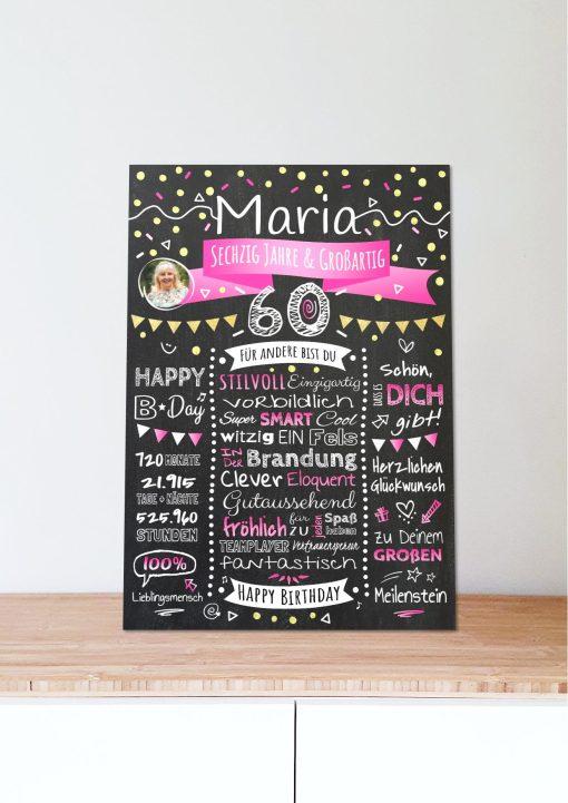 Meilensteintafel Chalkboard Geschenk 60. Geburtstag Personalisiert Geburtstagstafel Klassik Mann Frau06