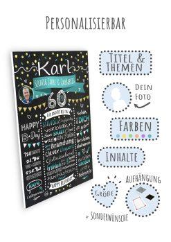 Meilensteintafel Chalkboard Geschenk 60. Geburtstag Personalisiert Geburtstagstafel Klassik Mann Frau09