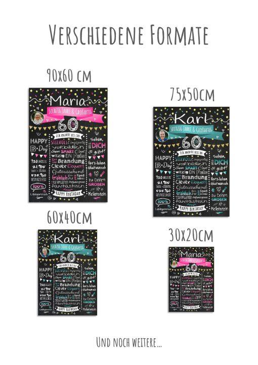 Meilensteintafel Chalkboard Geschenk 60. Geburtstag Personalisiert Geburtstagstafel Klassik Mann Frau12