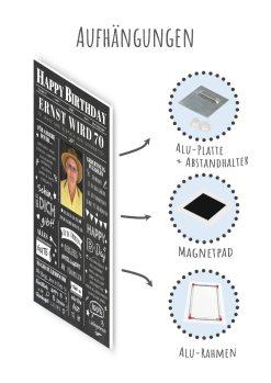 Meilensteintafel Chalkboard Geschenk 70. Geburtstag Zeitung Geburtstagsposter Jahrgangsposter Personalisiert Frau Mann Happy Birthday (10)