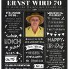 Meilensteintafel Chalkboard Geschenk 70. Geburtstag Zeitung Geburtstagsposter Jahrgangsposter Personalisiert Frau Mann Happy Birthday 3