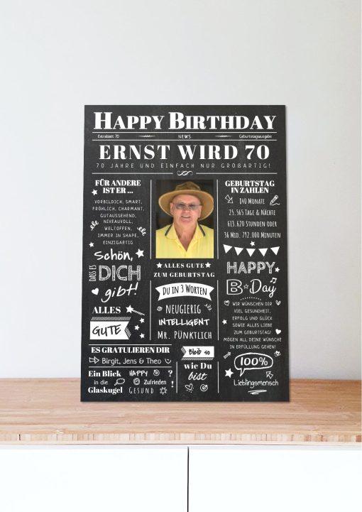 Meilensteintafel Chalkboard Geschenk 70. Geburtstag Zeitung Geburtstagsposter Jahrgangsposter Personalisiert Frau Mann Happy Birthday (6)