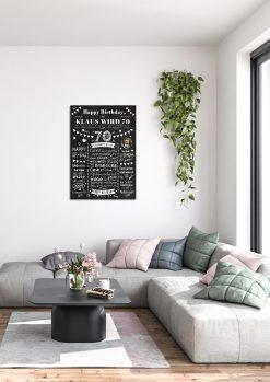 Meilensteintafel Chalkboard Geschenk 70. Geburtstag Zeitung Personalisiert Geburtstagstafel Mann Frau Klassik01