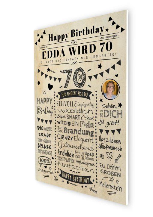 Meilensteintafel Chalkboard Geschenk 70. Geburtstag Zeitung Personalisiert Geburtstagstafel Mann Frau Klassik07