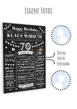 Meilensteintafel Chalkboard Geschenk 70. Geburtstag Zeitung Personalisiert Geburtstagstafel Mann Frau Klassik11
