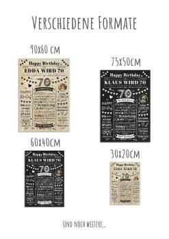 Meilensteintafel Chalkboard Geschenk 70. Geburtstag Zeitung Personalisiert Geburtstagstafel Mann Frau Klassik12