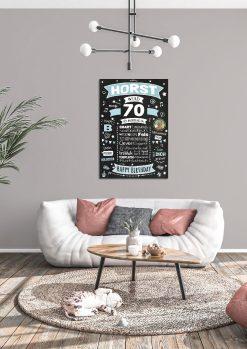 Meilensteintafel Chalkboard Geschenk 70. Geburtstag Personalisiert Geburtstagsposter Frau Mann Retro Classic04