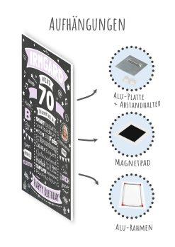 Meilensteintafel Chalkboard Geschenk 70. Geburtstag Personalisiert Geburtstagsposter Frau Mann Retro Classic10