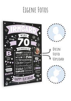 Meilensteintafel Chalkboard Geschenk 70. Geburtstag Personalisiert Geburtstagsposter Frau Mann Retro Classic11