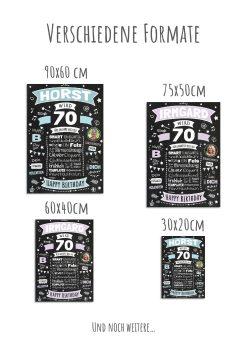 Meilensteintafel Chalkboard Geschenk 70. Geburtstag Personalisiert Geburtstagsposter Frau Mann Retro Classic12