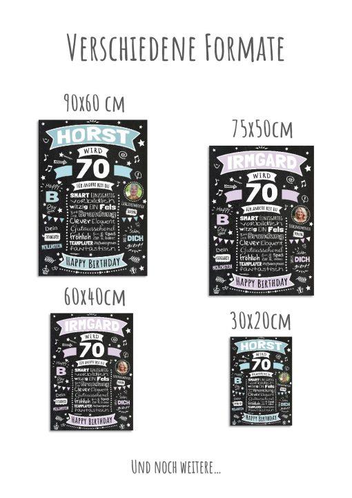 Meilensteintafel Chalkboard Geschenk 70. Geburtstag Personalisiert Geburtstagsposter Frau Mann Retro Classic12