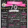 Meilensteintafel Chalkboard Geschenk 70. Geburtstag Personalisiert Geburtstagstafel Klassik Mann Frau Rosa