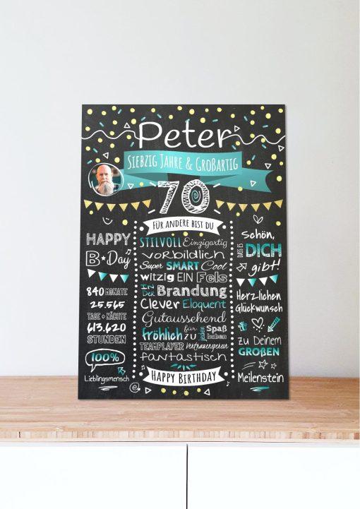 Meilensteintafel Chalkboard Geschenk 70. Geburtstag Personalisiert Geburtstagstafel Klassik Mann Frau06