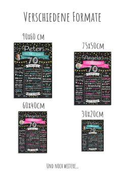 Meilensteintafel Chalkboard Geschenk 70. Geburtstag Personalisiert Geburtstagstafel Klassik Mann Frau12
