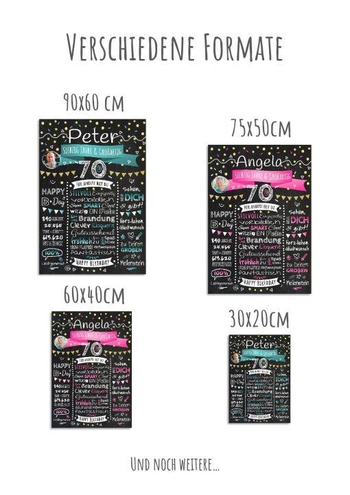 Meilensteintafel Chalkboard Geschenk 70. Geburtstag Personalisiert Geburtstagstafel Klassik Mann Frau12