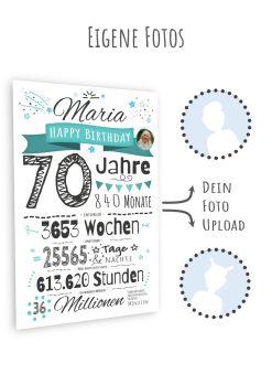 Meilensteintafel Chalkboard Geschenk 70. Geburtstag Personalisiert Mann Frau Geburtstagstafel Zahlenspaß (11)
