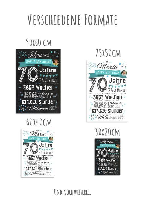 Meilensteintafel Chalkboard Geschenk 70. Geburtstag Personalisiert Mann Frau Geburtstagstafel Zahlenspaß (12)