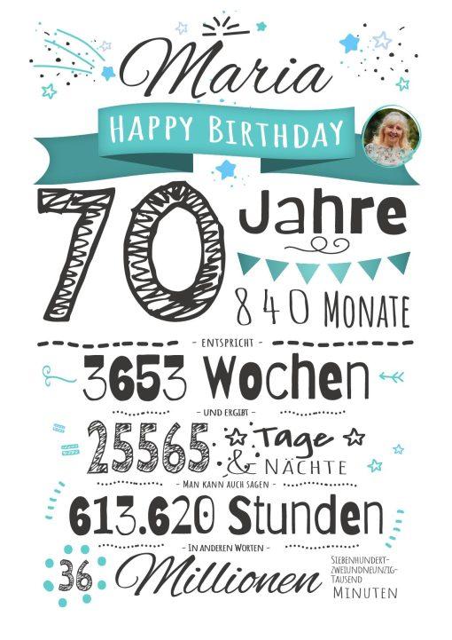 Meilensteintafel Chalkboard Geschenk 70. Geburtstag Personalisiert Mann Frau Geburtstagstafel Zahlenspaß White