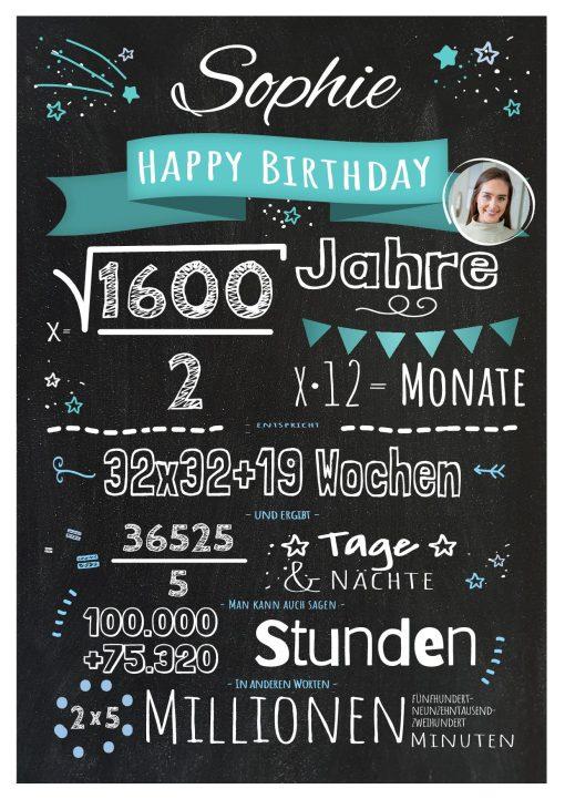 Meilensteintafel Chalkboard Geschenk Geburtstag Mathe Formeln Mathematiker Geburtstagstafel