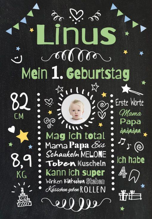 Meilensteintafel Chalkboard Geschenk 1. Geburtstag Personalisiert Geburtstagstafel Mädchen Junge 4