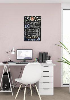 Meilensteintafel Chalkboard Geschenk 10. Geburtstag Personalisiert Geburtstagstafel Retro Colors Mädchen Junge Rosa Blau02