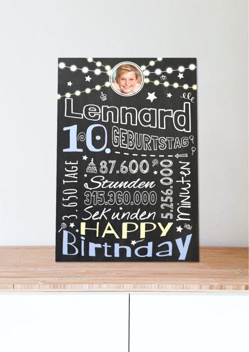Meilensteintafel Chalkboard Geschenk 10. Geburtstag Personalisiert Geburtstagstafel Retro Colors Mädchen Junge Rosa Blau05