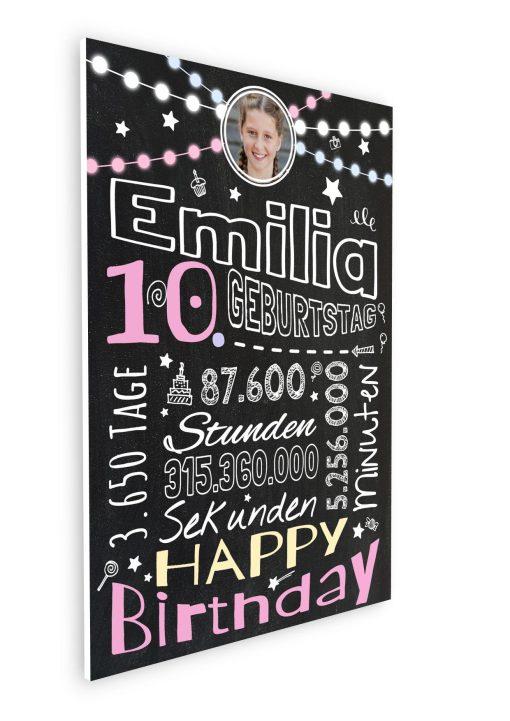 Meilensteintafel Chalkboard Geschenk 10. Geburtstag Personalisiert Geburtstagstafel Retro Colors Mädchen Junge Rosa Blau07