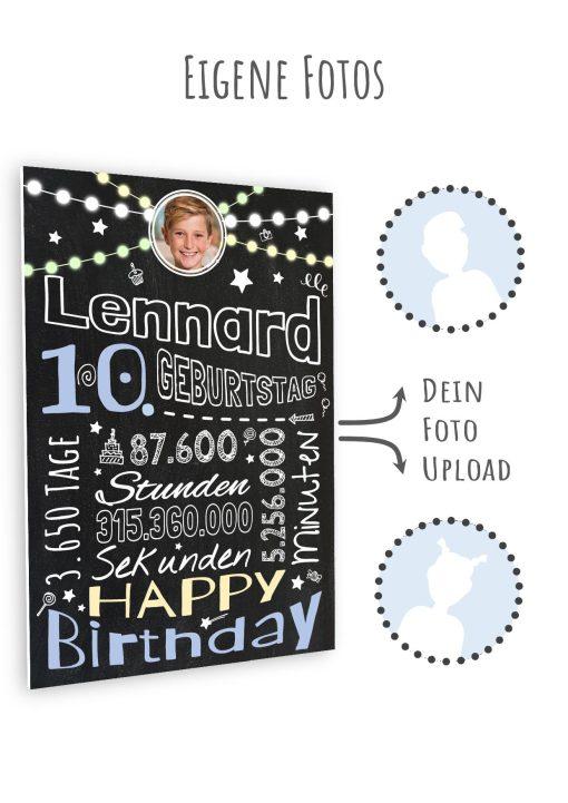 Meilensteintafel Chalkboard Geschenk 10. Geburtstag Personalisiert Geburtstagstafel Retro Colors Mädchen Junge Rosa Blau10