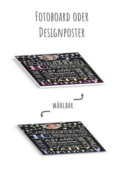 Meilensteintafel Chalkboard Geschenk 10. Geburtstag Personalisiert Geburtstagstafel Retro Colors Mädchen Junge Rosa Blau12