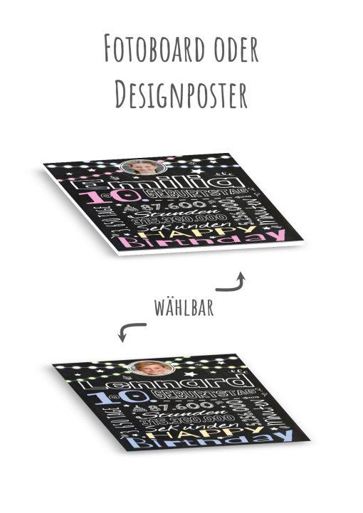 Meilensteintafel Chalkboard Geschenk 10. Geburtstag Personalisiert Geburtstagstafel Retro Colors Mädchen Junge Rosa Blau12