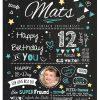 Meilensteintafel Chalkboard Geschenk 12. Geburtstag Personalisiert Geburtstagstafel Junge Mädchen Chalk O Classic Türkis