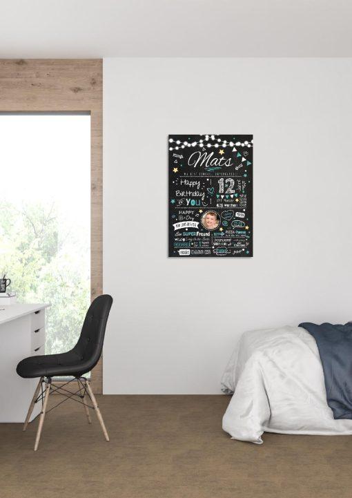 Meilensteintafel Chalkboard Geschenk 12. Geburtstag Personalisiert Geburtstagstafel Junge Mädchen Chalk O Classic03