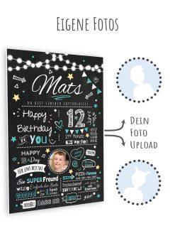 Meilensteintafel Chalkboard Geschenk 12. Geburtstag Personalisiert Geburtstagstafel Junge Mädchen Chalk O Classic10